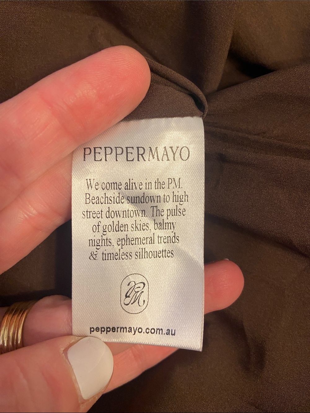 Peppermayo Chic Classic Ruched Drop Waist Carmel Maxi Strapless Dress Size 10 - Picture 7 of 8